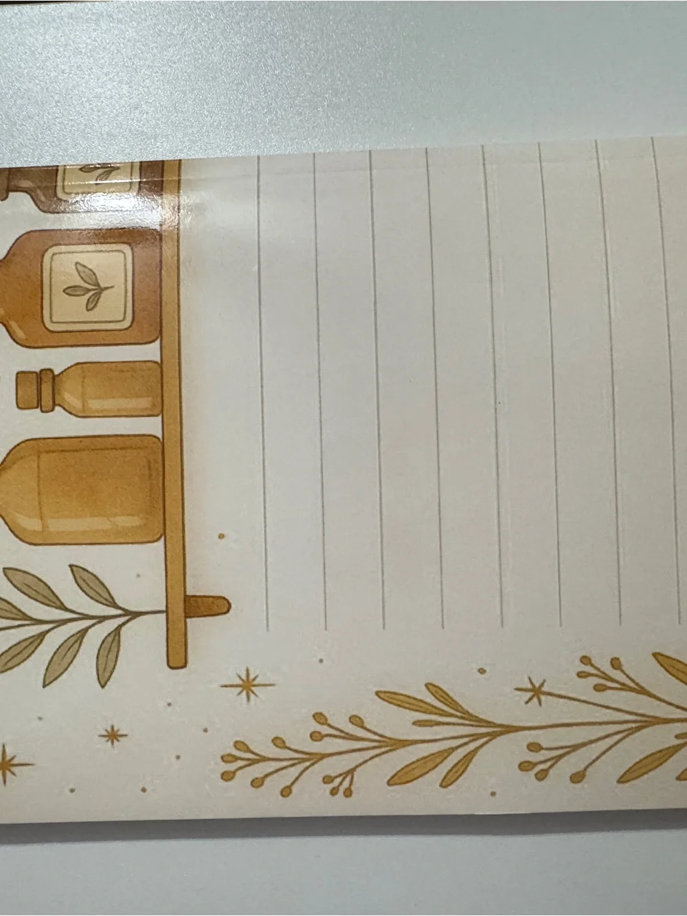 Floral Potted Plant Notepad - Gold & Cream Lined Pages